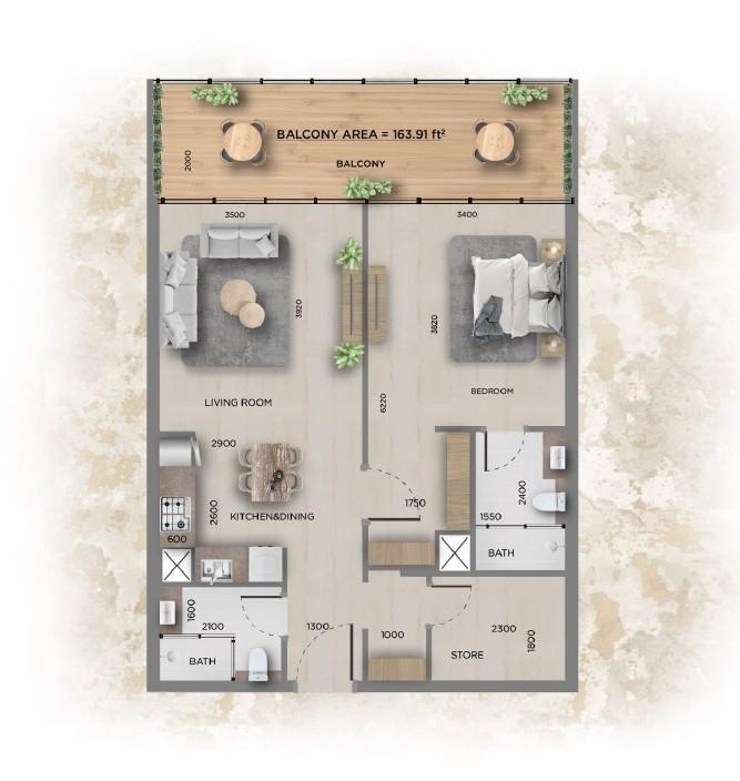 368 Park Ln  - 1 Bedroom Apartment + Study Room