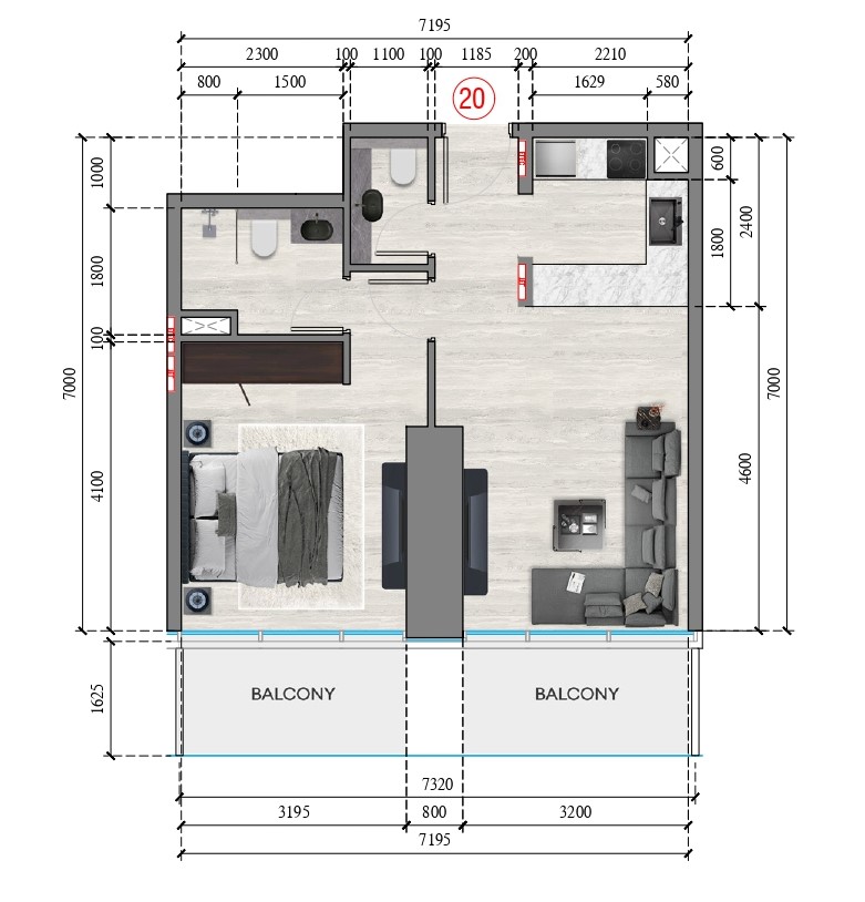 Auresta Tower - 1 Bedroom Apartment