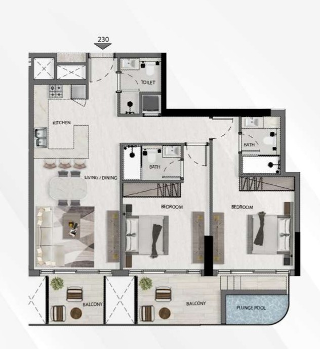 Avana Residences by Deca - 2 Bedroom Apartment + Pool