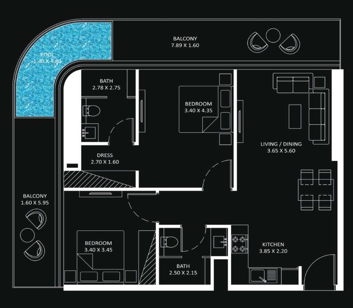 BAYZ101 by Danube - 2 Bedroom Apartment + Pool