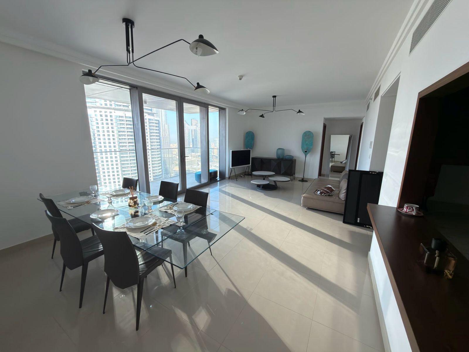 Boulevard Point by Emaar - Fully Furnished 3 Bedroom Apartment + Maid Room - Burj Khalifa & Dubai Mall View