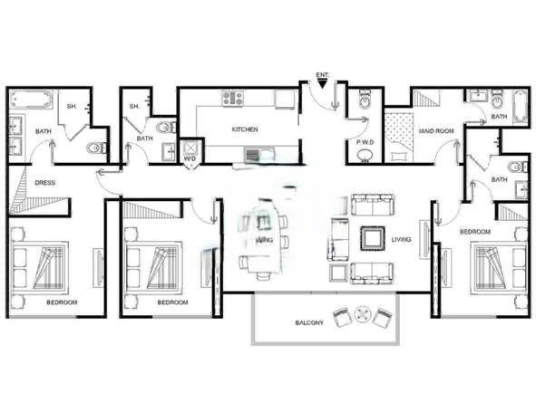 Boulevard Point by Emaar - Fully Furnished 3 Bedroom Apartment + Maid Room - Burj Khalifa & Dubai Mall View