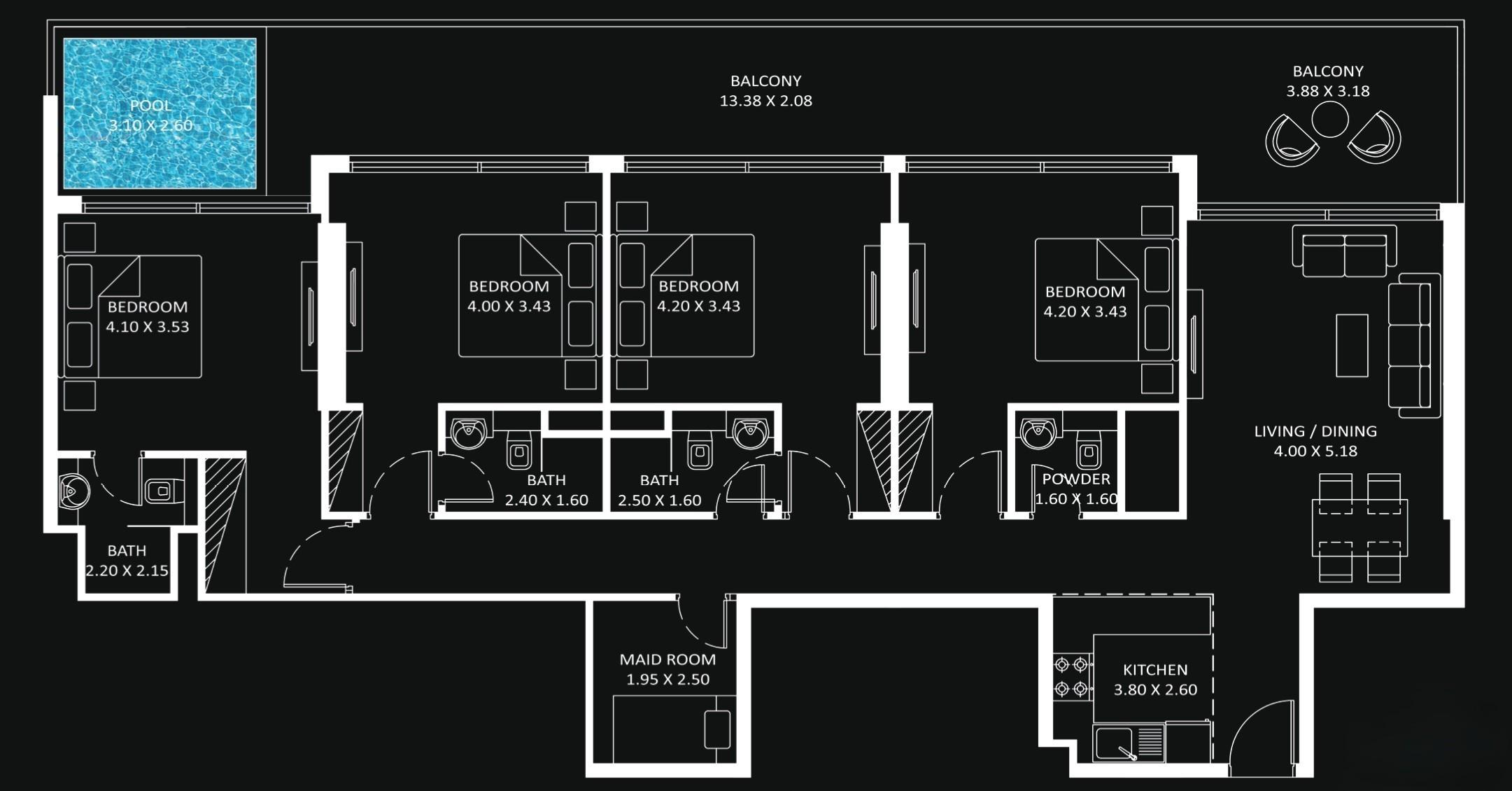 Diamondz by Danube - 4 Bedroom Apartment + Pool