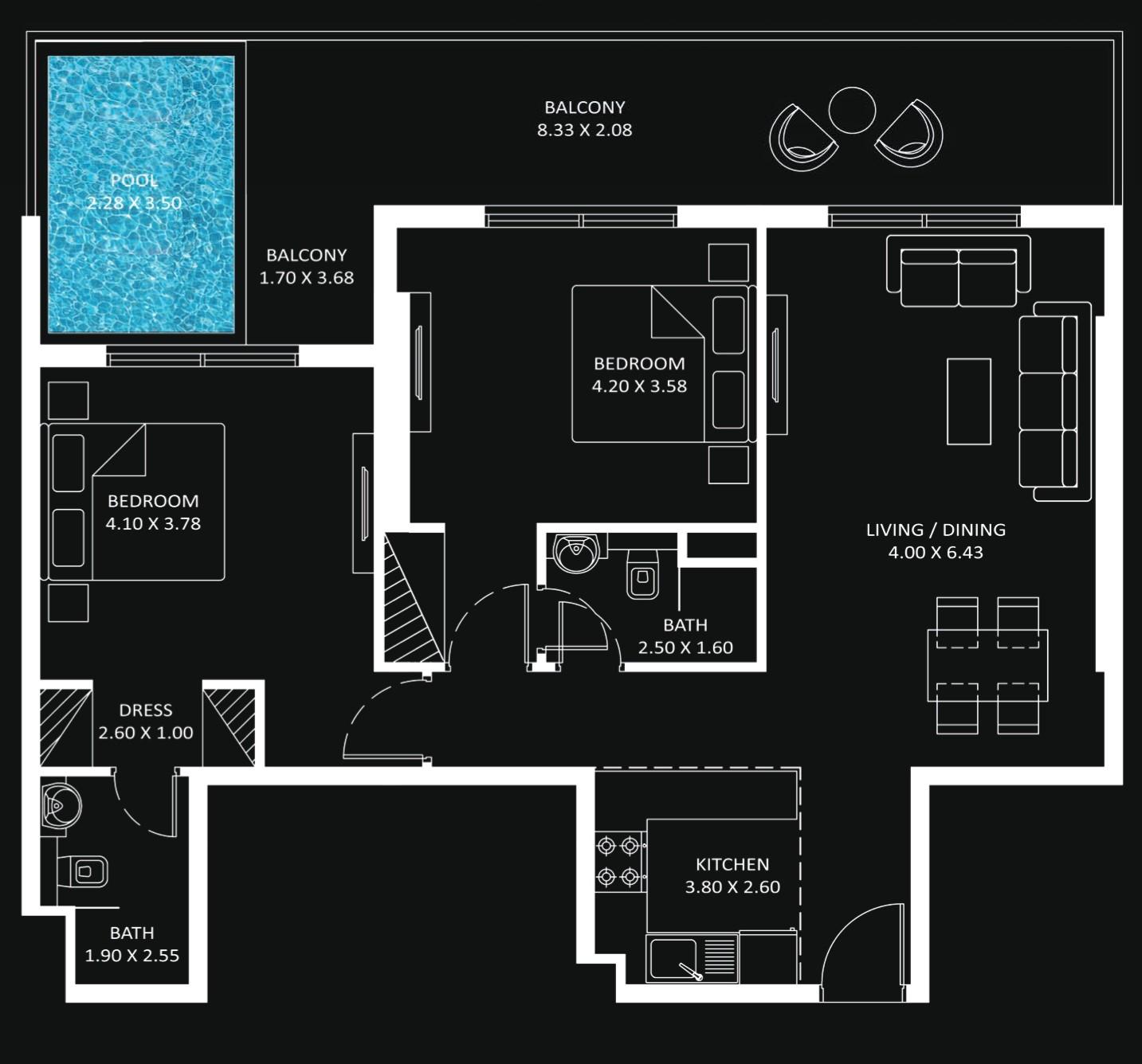 Diamondz by Danube - 2 Bedroom Apartment + Pool - Luxury Residences in Jumeirah Lake Towers