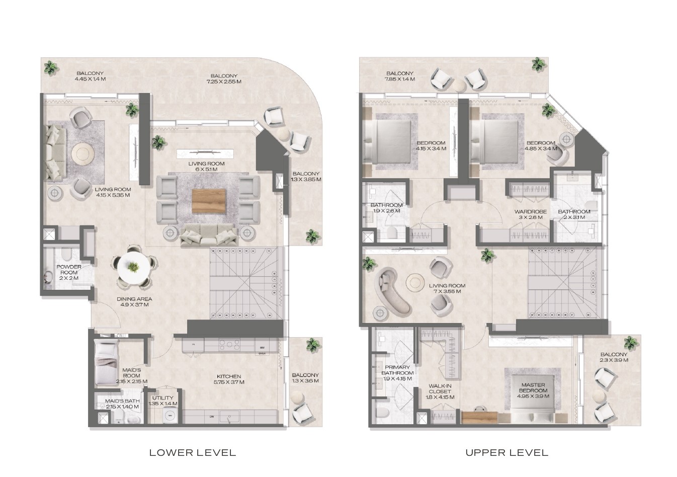DWTN Residences - 3 Bedroom Duplex Apartment + Maid Room