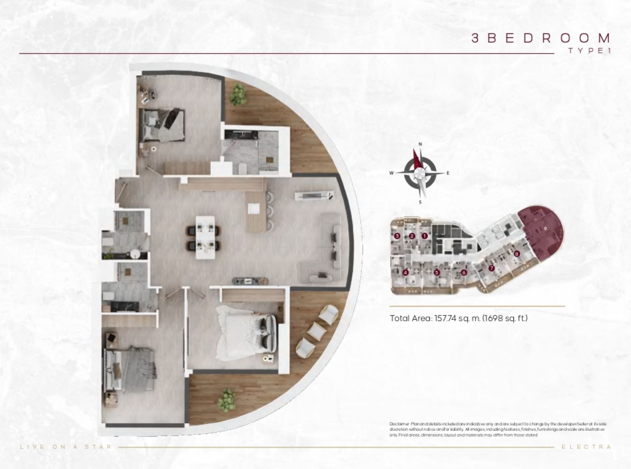 Electra-GOLF GOLF COURSE & CRICKET STADIUM Views - 3 Bedroom