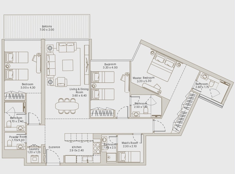 Eleve by Deyaar - 3 Bedroom Apartment + Maid Room