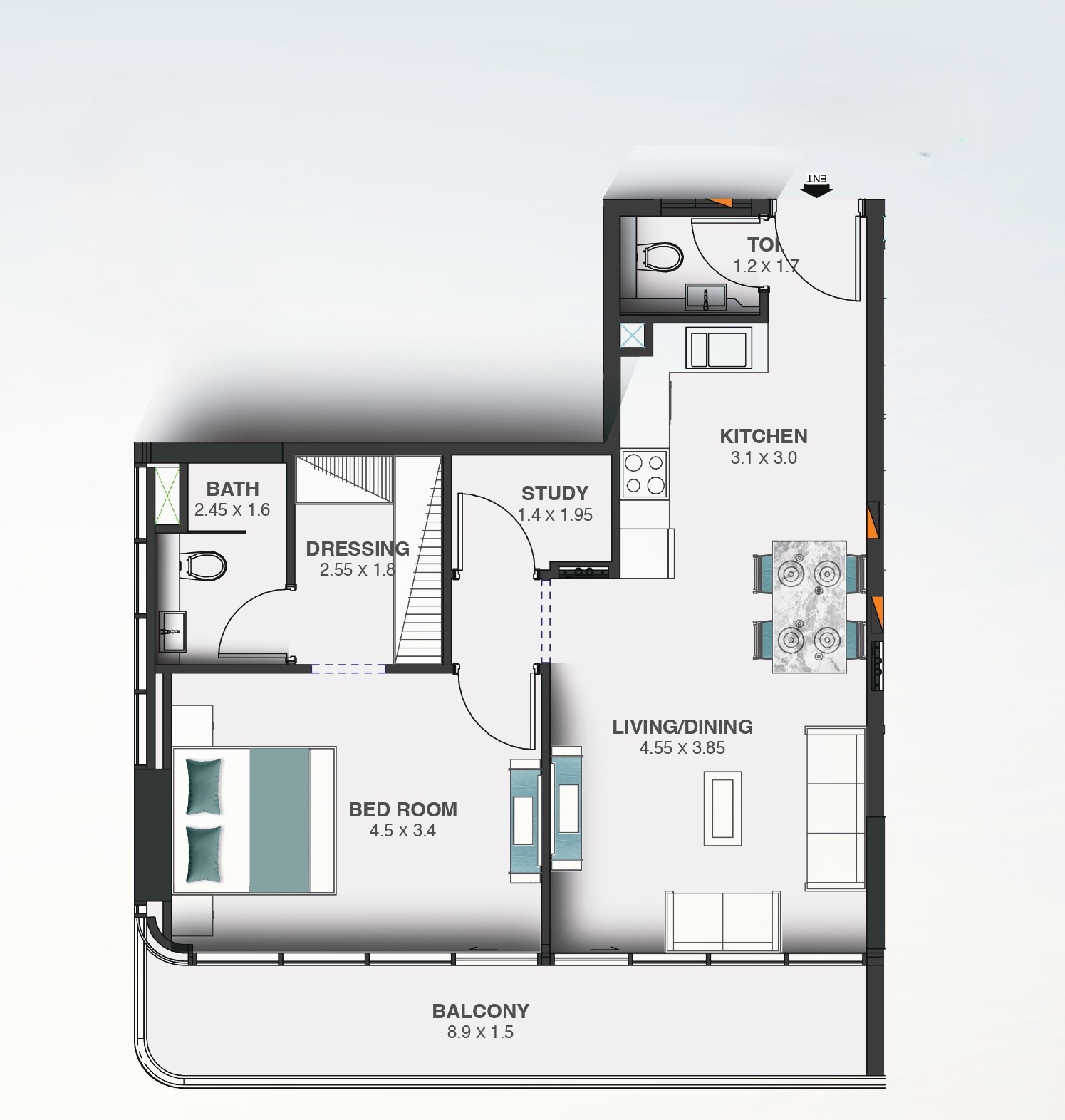 Floarea Oasis - 1 Bedroom Apartment + Study Room