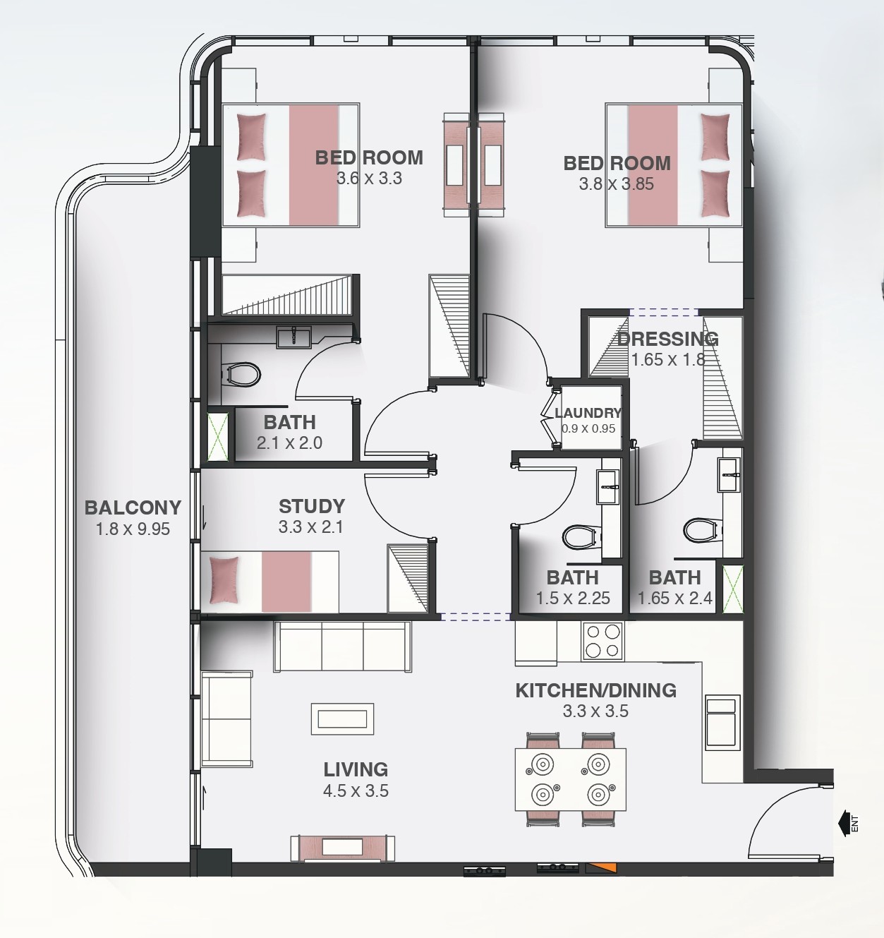 Floarea Oasis - 2 Bedroom Apartment + Study Room