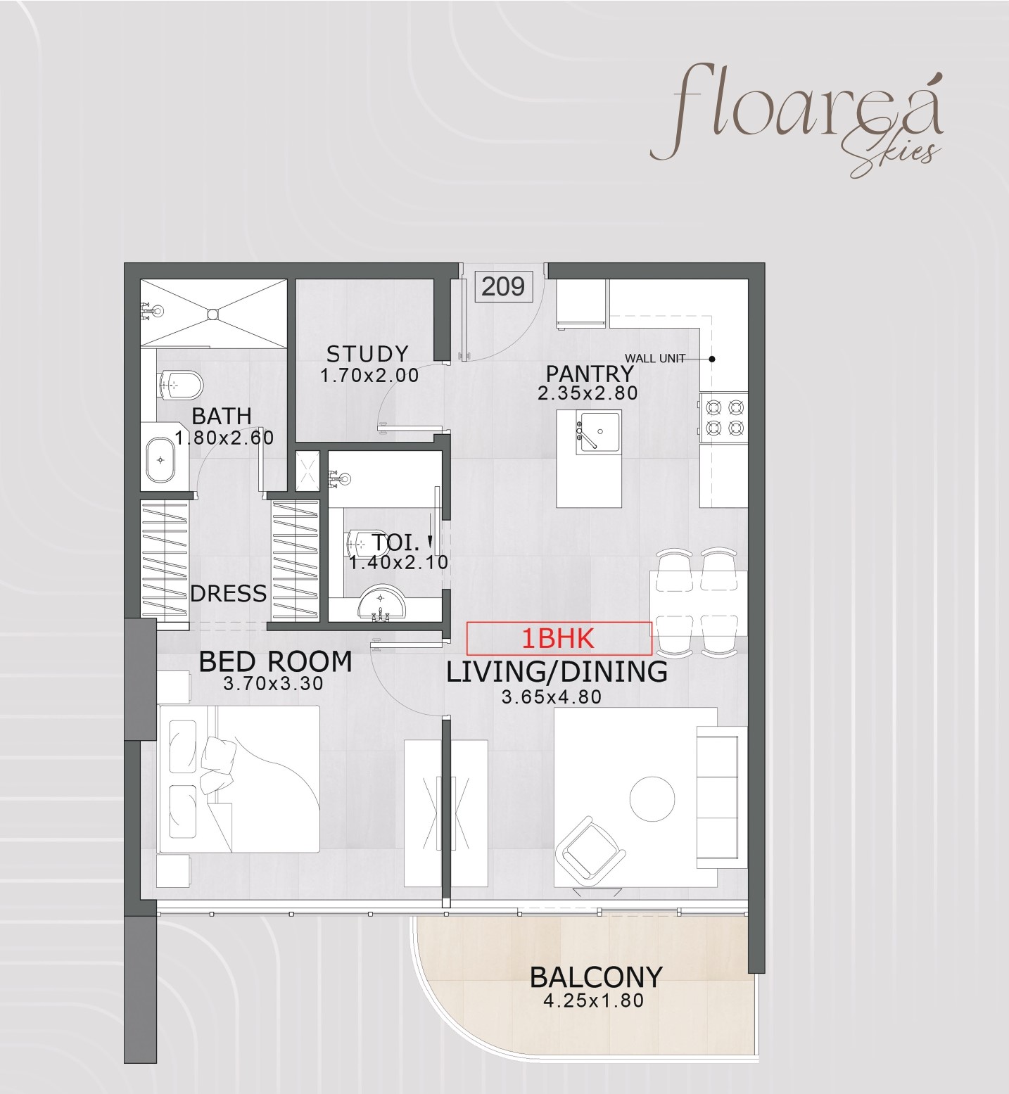Floarea Skies - 1 Bedroom Apartment + Study Room