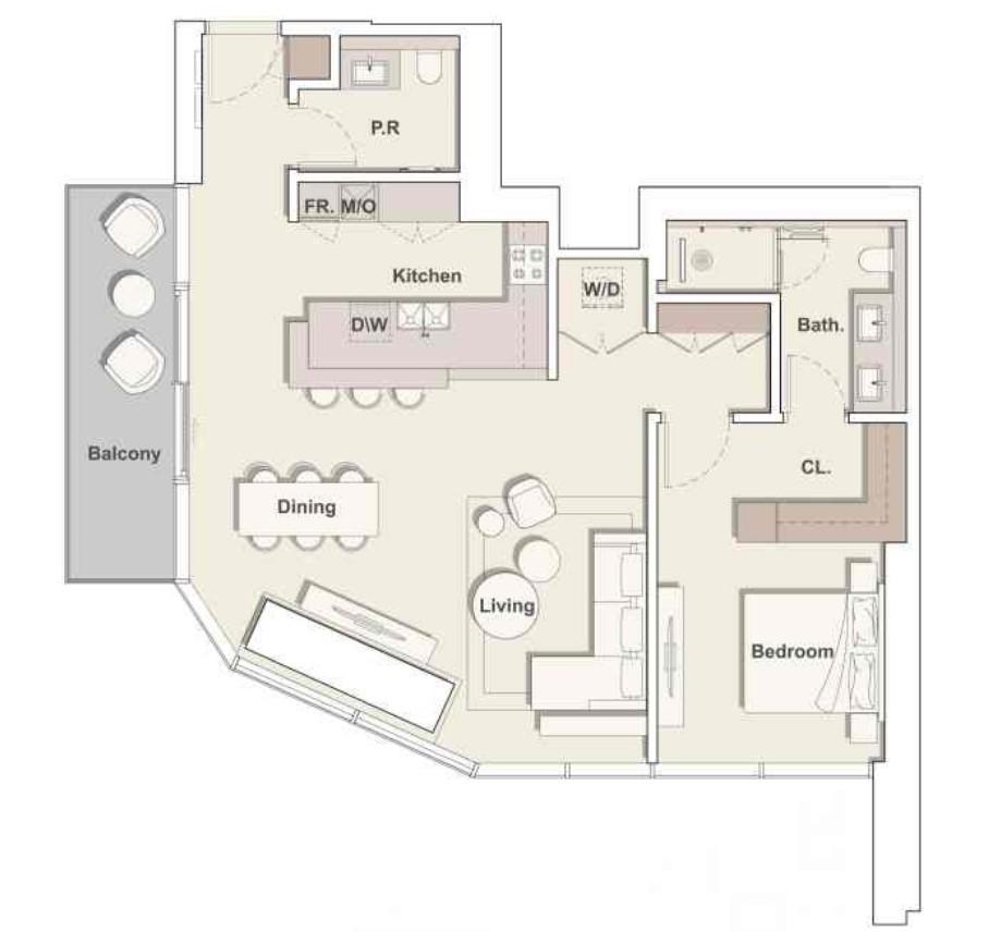 One Riverpoint - 1 Bedroom Apartment