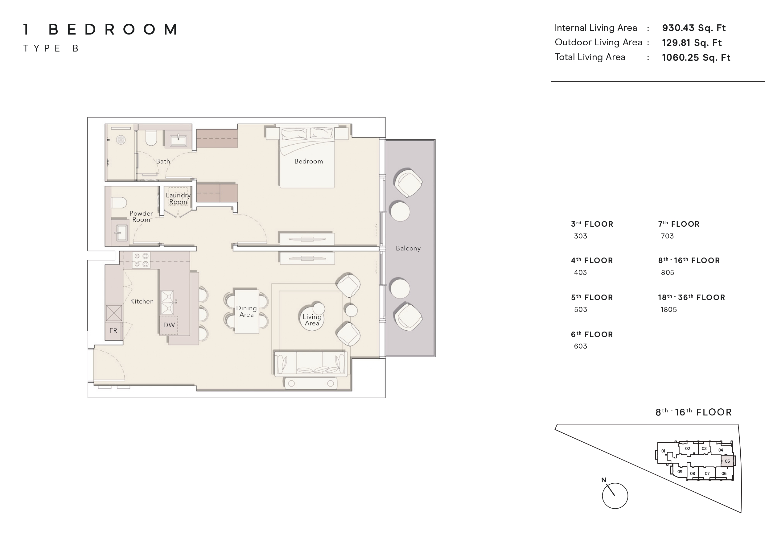 One Riverpoint - 1 Bedroom Apartment