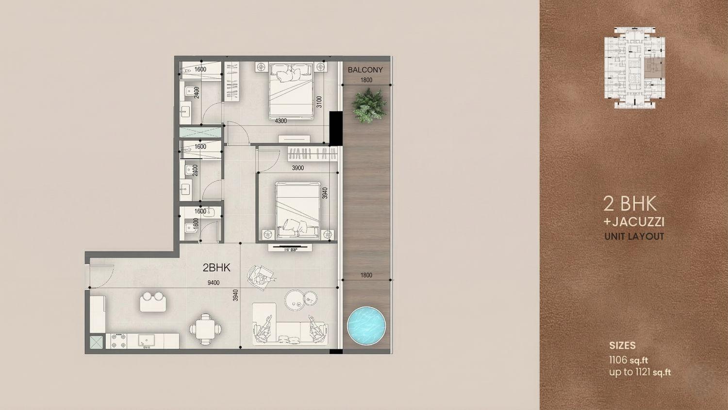 Peace Avenue by Peace Homes - 2 Bedroom + Jacuzzi - Affordable Apartments in Jebel Ali