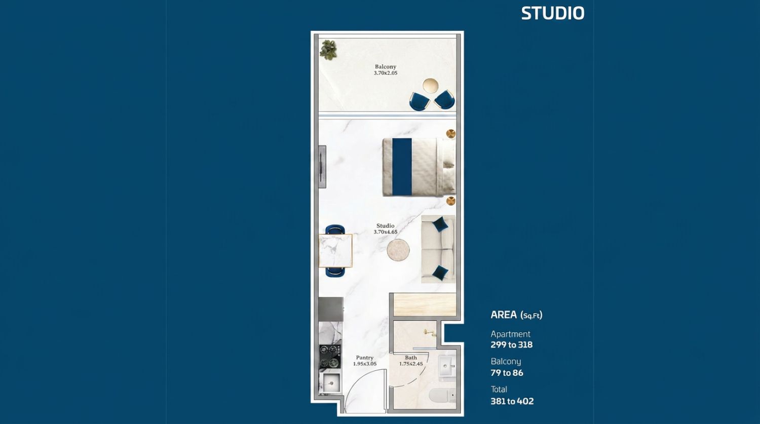 Serenz by Danube: Studio - Luxury Furnished Residence in JVC