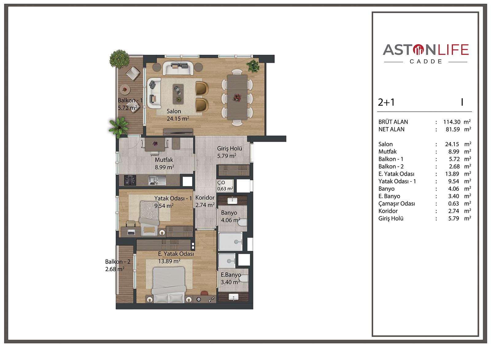 2 Bedroom apartment in Sancaktepe | Aston Life Cadde project