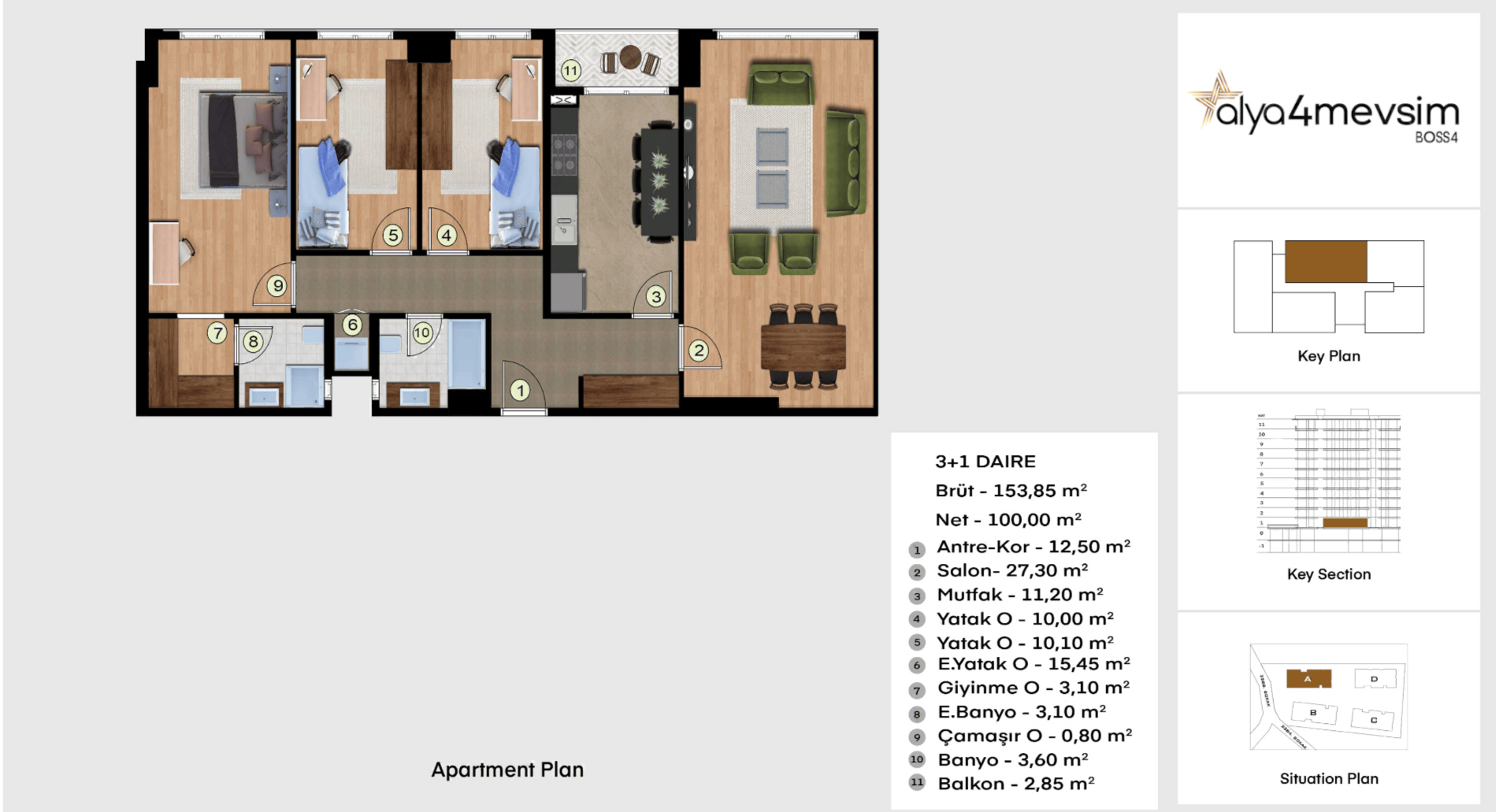 3 Bedroom Apartment in Alya 4 Mevsim Project in Esenyurt