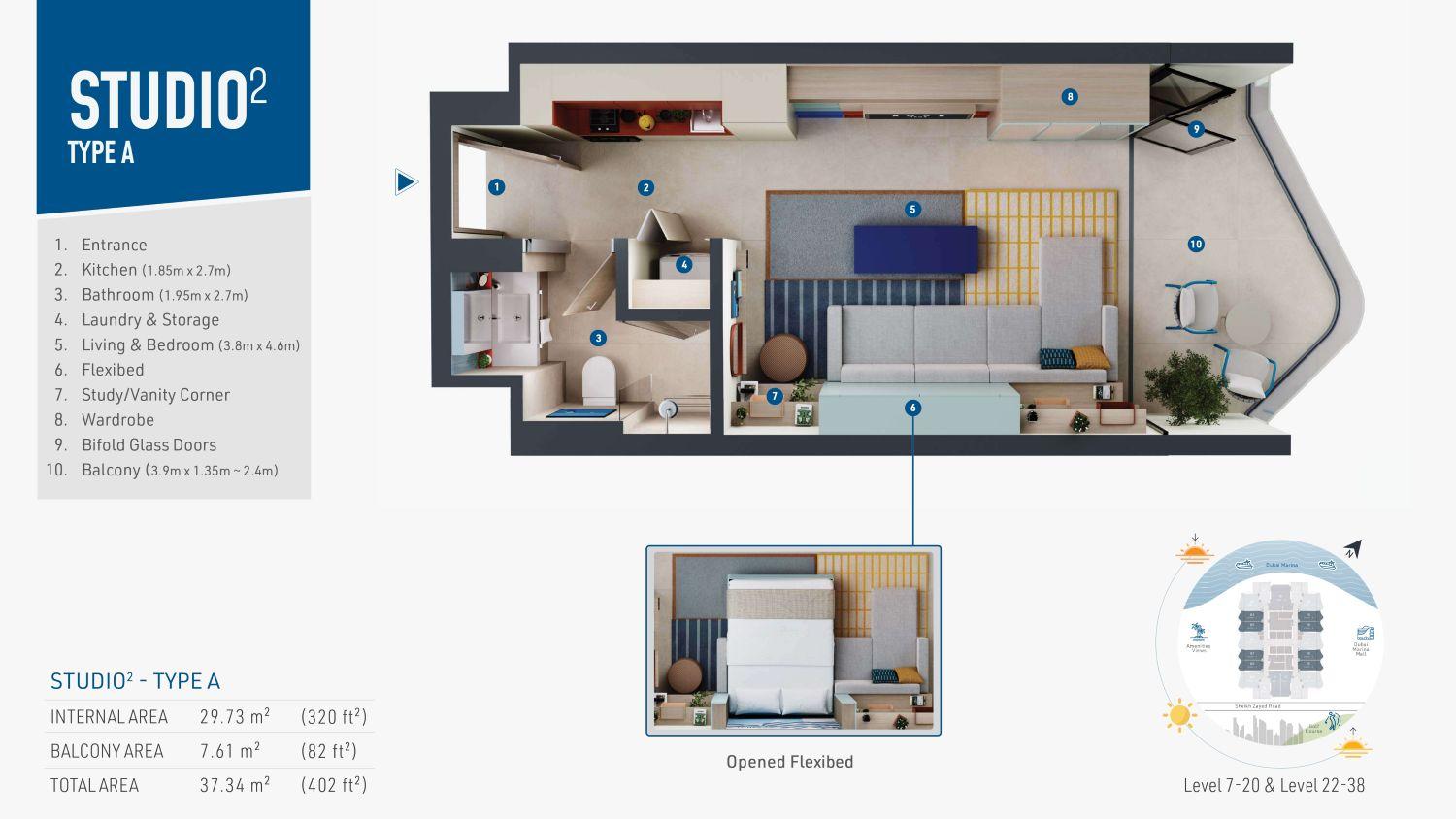 Rove Home Dubai Marina - Studio - Investment Opportunity: Fully Furnished Apartments