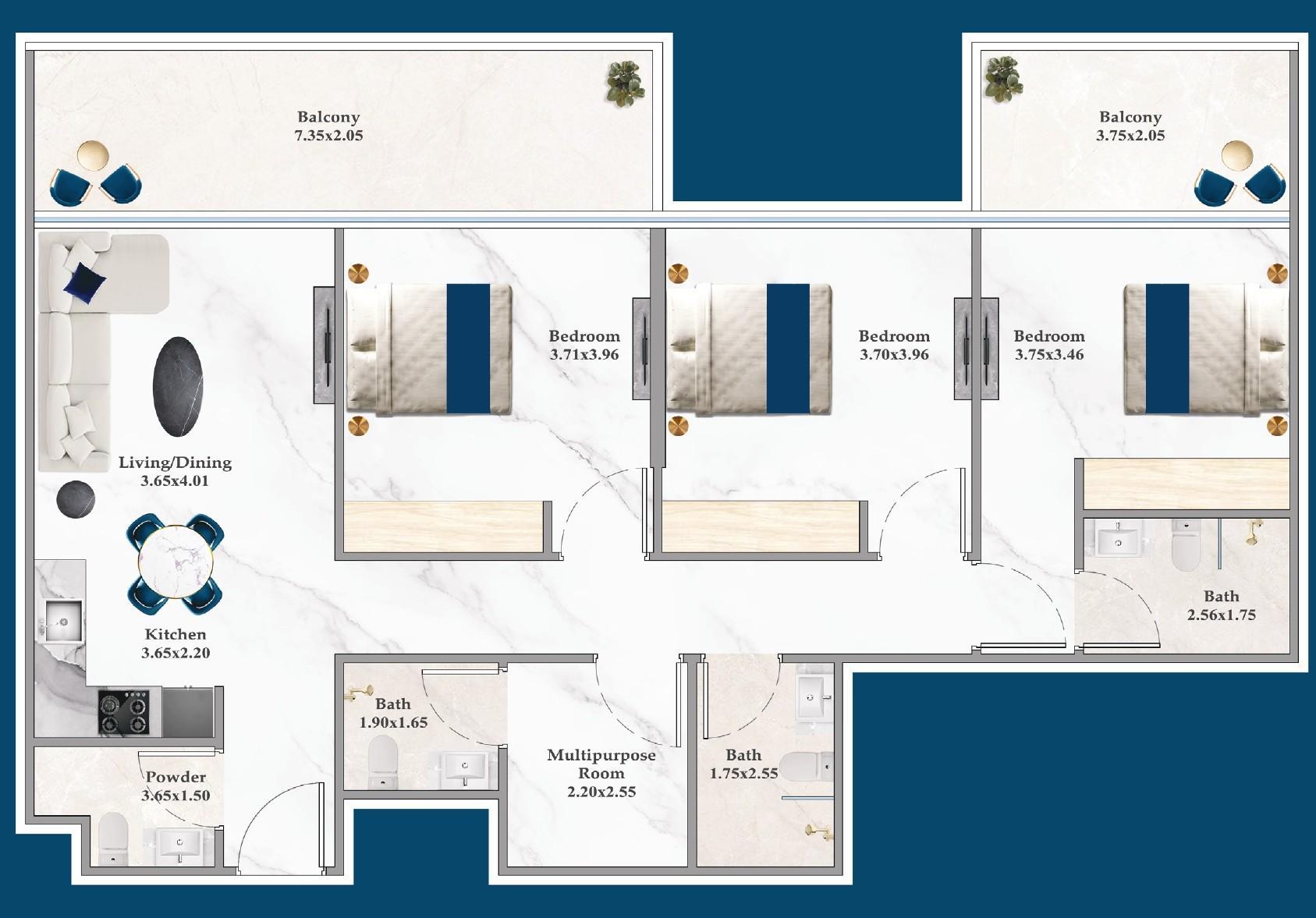 Serenz by Danube - 3 Bedroom Apartment - 50-Storey Fully Furnished Luxury Residence Project in JVC