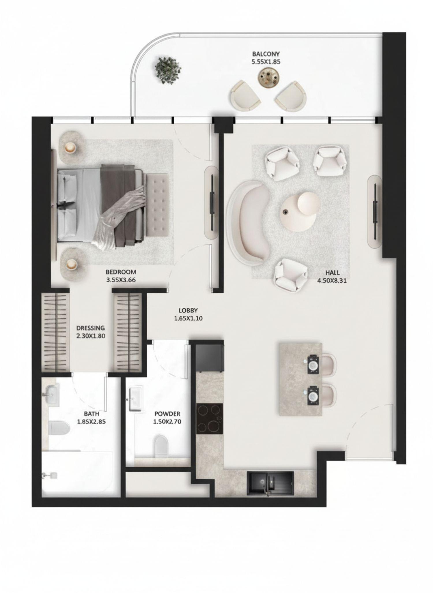 SquareX One by Tasmeer Indigo - 1 Bedroom Apartment