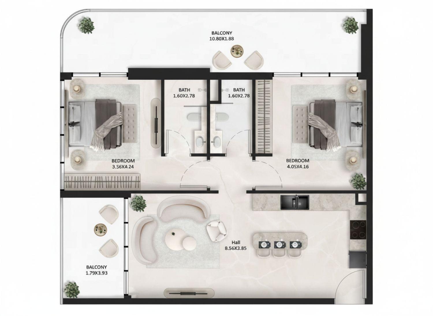 SquareX One by Tasmeer Indigo - 2 Bedroom Apartment