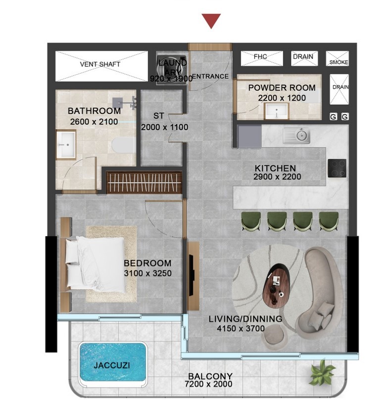 Vivanti Residences - 1 Bedroom Apartment + Study Room + Jacuzzi